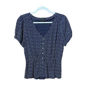 Navy Polka Dot Women's Top